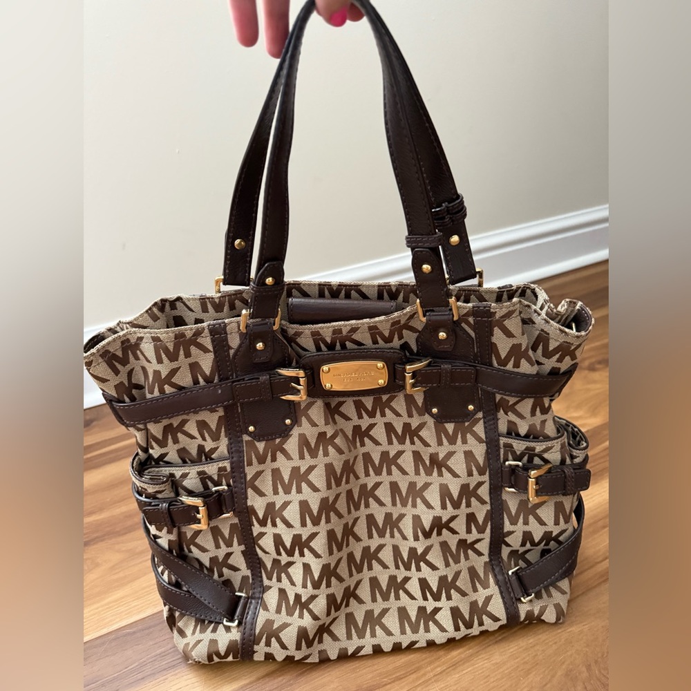 Michael Kors Tan and Brown Monogram Tote